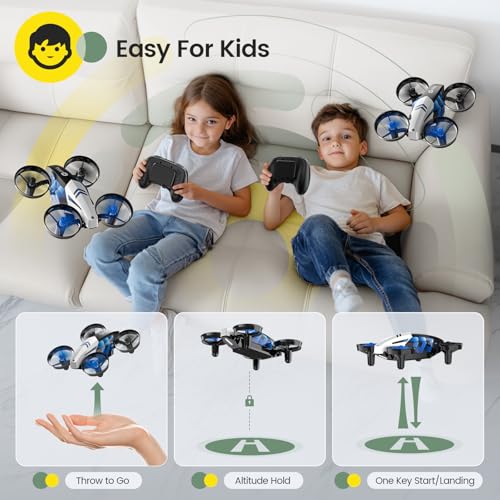 Image of Holy Stone HS210T Drones for Kids, 2 IN1 MINI Indoor Drone with Land & Fly Mode, Four Posture Deformations RC Quadcopter with 3D Flip, Auto Hovering, Easter day& Birthday Toy Gift for Boys and Girls