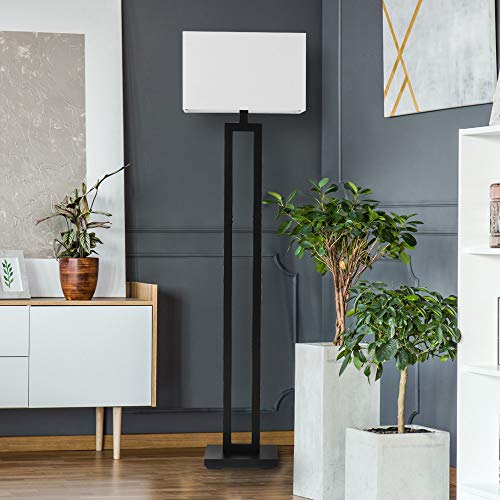 Globe Electric 67046 58" Floor Lamp, Matte Black, White Linen Shade, On/Off Socket Rotary Switch, Floor Lamp For Living Room, Floor Lamp For Bedroom, Home Improvement, Home Office Accessories #TOP5