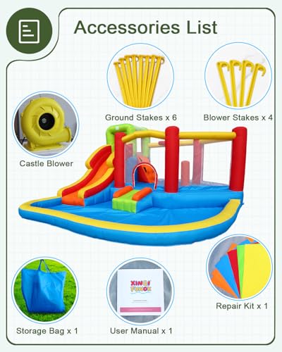 Bounce House Inflatable Bouncy Castle with Blower Large Bouncy Area Ball Pit for Kids,Blow Up Jump House for Backyard Indoor Outdoor Use - Thumbnail 7