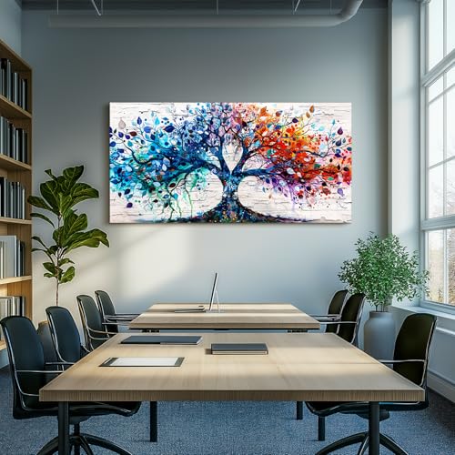 SERIMINO Tree of Life Large Wall Art for Living Room, Colorful Tree Abstract Graffiti Canvas Prints, Nature Botanical Spiritual Artwork for Walls, Modern Office Decorations, Bedroom Wall Decor 30"X60"