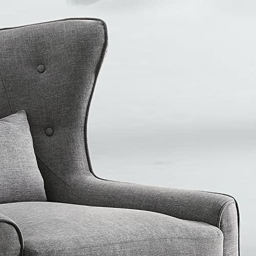 Rosevera Malcolm Liviana Tufted Fine Polyester Wingback Armreat Club Accent Chair With Back Cushion For Living Room Bedroom, Standard, Light Gray #TOP2