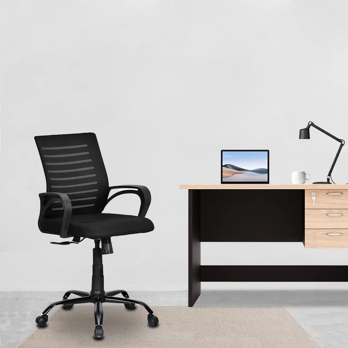 Buy Nilkamal Giza Mid Back Upholstered Seat Mesh Back Ergonomic Office