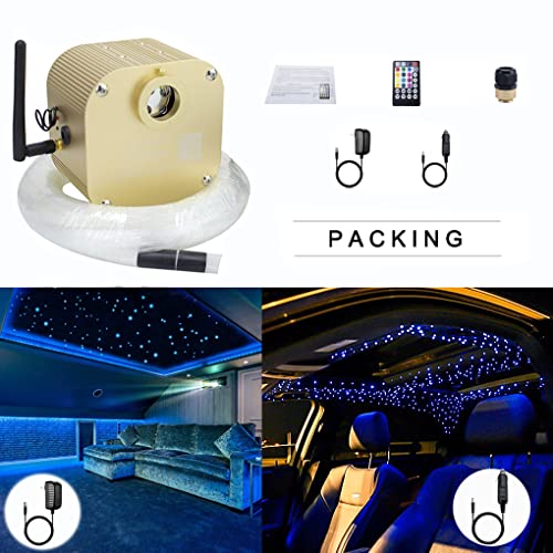 Image of AZIMOM Bluetooth Control 16W Twinkle Fiber Optic Lights Star Ceiling Lighting Kits 450pcs0.03in 9.8ft Fiber Strands RGBW Music Mode Light Engine for Home Indoor Car Interior Decoration