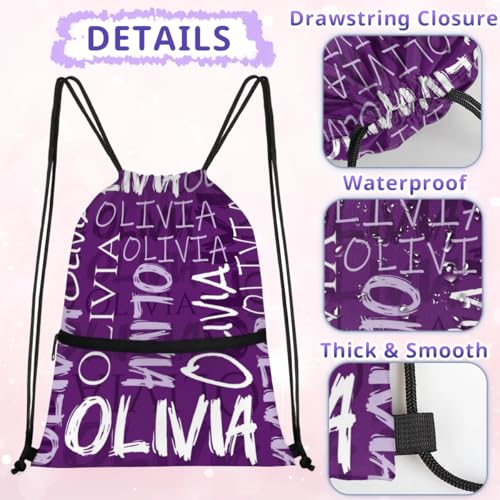 Personalized Colorful Name Drawstring Backpack Custom Dance Sports Gym Cheer bag for Girls3