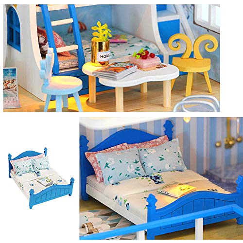 HEYANG DIY Puppenhaus Mini Kit mit Möbeln, 3D Holz Mini Haus mit LED-Licht Mini Puppenhaus Kit – Bild 5