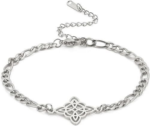 Pulsera de nudo de bruja, nudo celta, símbolo de Wicca pagana, nudo mágico, pulsera de joyería de brujería, pulsera de acero inoxidable ajustable