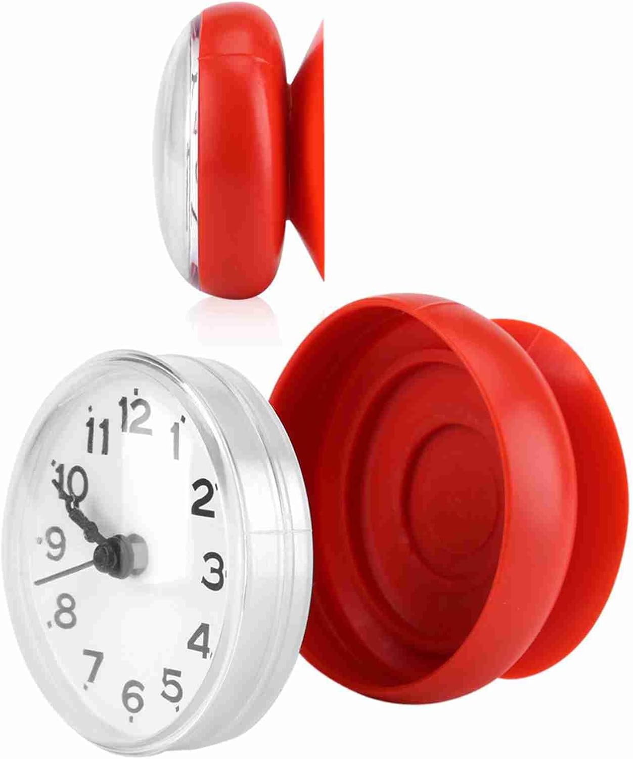 Garosa Clock Water Clock Bathroom Shower for Wall Mirror Tile Mount Traditional Pointer Design Cute Decor Red Blue Green (Red)