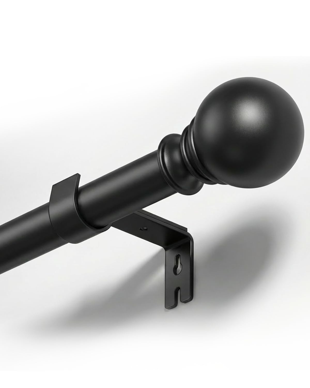 Black Curtain Pole 25mm, Extendable 66-300cm for Eyelet Curtains