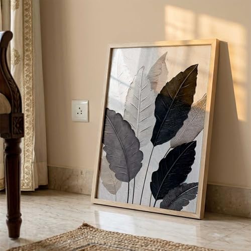 Image of kotart Aesthetic Leaf Art Home Decoration|Paintings With Frame For Living Room Bed Room Hotel Wall Decor Digital Reprint (13x17 inch)