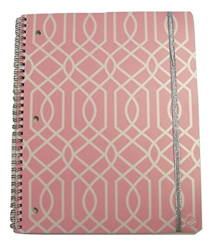 Carolina Pad Studio C College Ruled Poly Cover Spiral Notebook with Metallic Elastic Closure ~ Pattern Play (Pink and White Maze; 8.5" x 10.5"; 80 Sheets, 160 Pages)