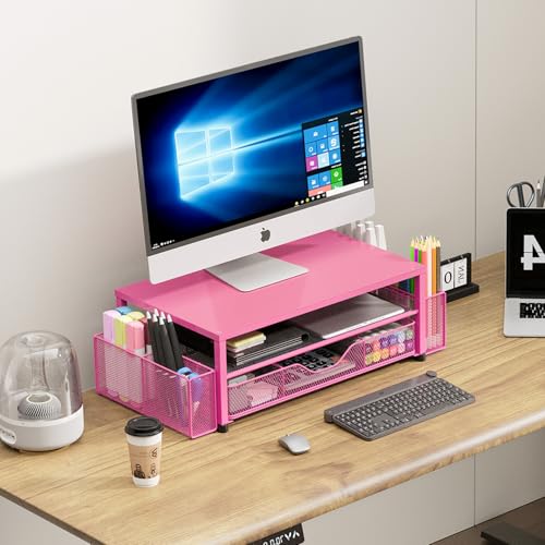 Image of OPNICE Desk Organizers and Accessories, Computer Monitor Stand Riser with Drawer and 2 Pen Holders, Printer & Laptop Stand, Office Desk Accessories & Workspace Organizers for Home Office Supplies