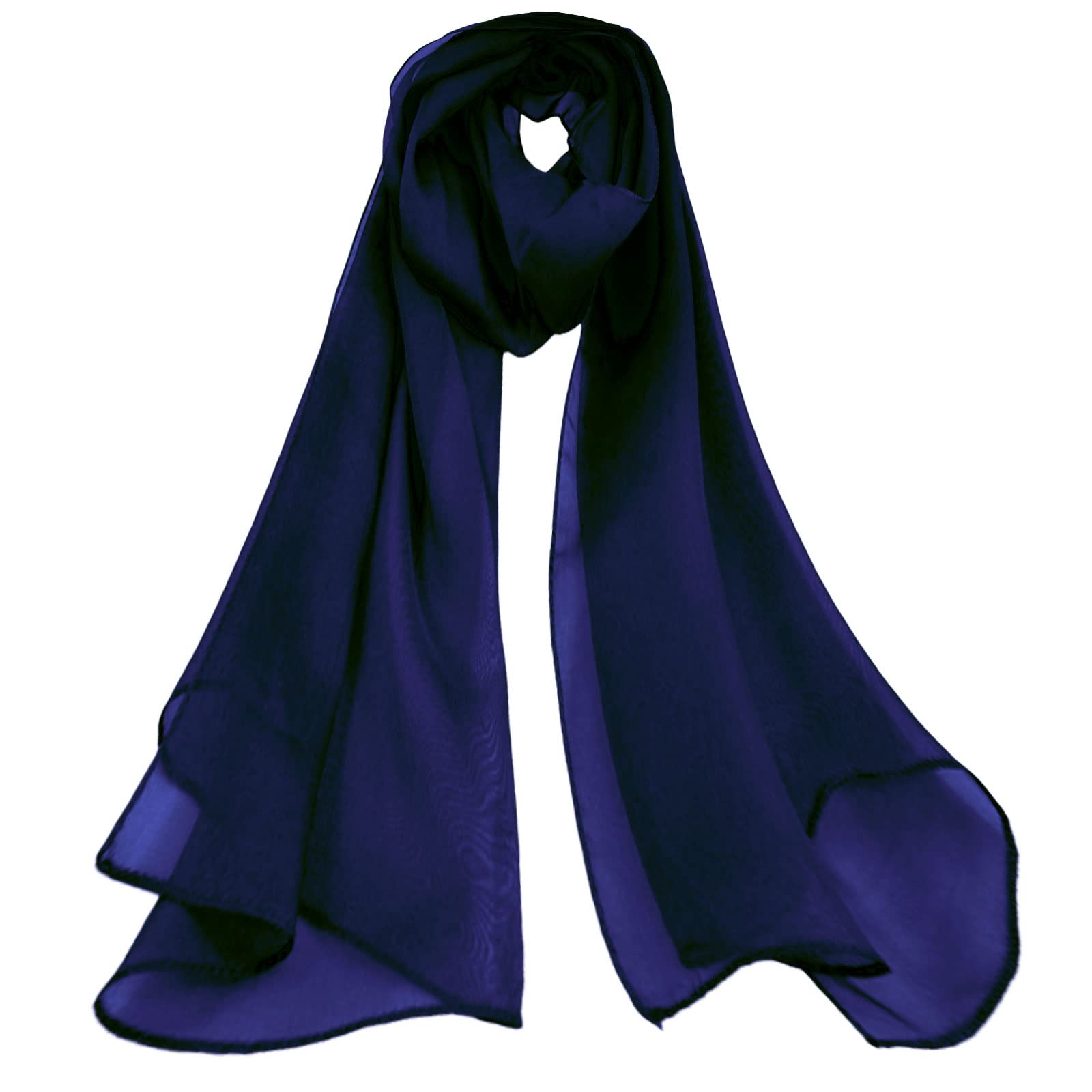 Mirror Fashion Women's Navy Plain Chiffon Scarf Lovely Colour (Navy)