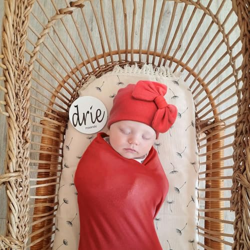 Image of AQOKKA Newborn Receiving Blanket with Bow Hat Mittens Wooden Card Set Newborns Toddler Baby Boy Girl Nursery Swaddle Wrap
