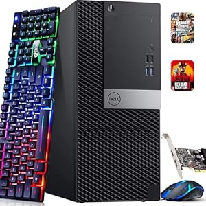Dell Torre Gaming PC de sobremesa – Intel Core i5-7500 7ª generación 3.4GHz – 16 GB DDR4 RAM – 256 GB SSD – GeForce GT 1030 – Teclado y mouse RGB – WiFi – Windows 11 Pro – Computadora para juegos