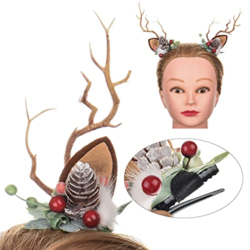 Toecwegr Deer Antler Headbands Christmas Flower Branches Hair Clips Hoop Reindeer Antlers Headband Girl Photo Shoot Forest Holiday Beauty Headdress #TOP6