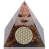 Orgone Pyramid Orgonite Crystal Pyramids for Positive Energy, Orgone Generator Protection Crystal Pyramid for Reduce Stress Reiki Healing Meditation Home Office Decor (Tiger's Eye)