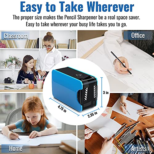 Joinpro Pencil Sharpeners, Professional Electric Pencil Sharpener Battery Operated, Heavy-Duty Helical Blade; Auto Quick Sharpening For 6-8Mm No.2/Colored Pencils, Kids, Classroom, Office (Blue) #TOP6
