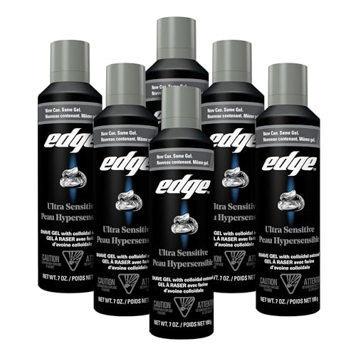 Edge Shaving Gel for Men, Ultra Sensitive with Colloidal Oatmeal, (6 Pack) - Shave Gel For Men That Moisturizes, Protects and Soothes To Help Reduce Skin Irritation