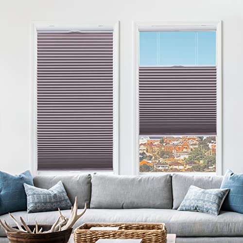 Tonature Custom Size Top Down Bottom Up Blackout Honeycomb Shades, Cordless Cellular Window Blinds, Accordion Window Shades for Home, Kitchen and Door Thermal Insulated Easy to Install (Purple)