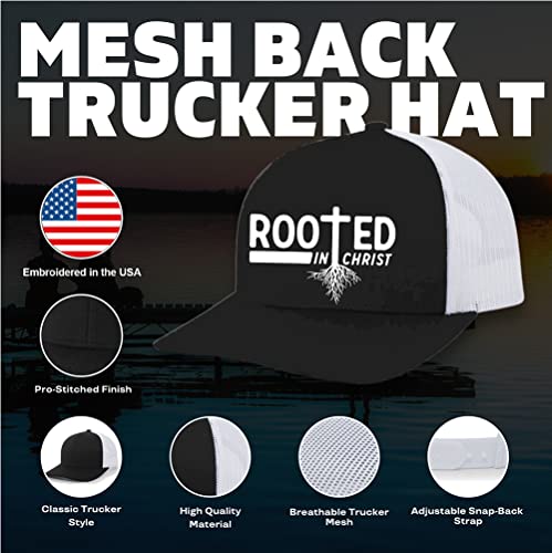 Men's Christian Faith Cross Nails Embroidered Mesh Back Trucker Hat, Charcoal/Black #TOP2