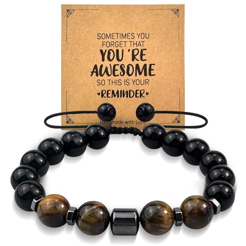 Natural Stone Bracelets for Men with Tiger Eye Beads