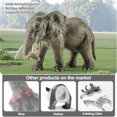 Image of Realistic Elephant Toy Set | 2PCs Animal Action Figurine Toys Playset for Kids Boys | Girls Big Size Cartoon Animals Figures Decoration Items for Office Table & Home Birthday Gift for Children