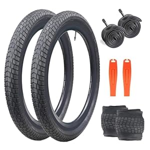 ZUKKA 2er-Pack 20 x 2.125 Fahrradreifen Faltbarer Reifen Mantel 57-406 und 2er-Pack 20 Zoll Schlauch AV35mm Ventil kompatibel 20x2.125 Fahrradreifen und Schlauch,Schwarz