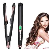 Profesional Rizador De Pelo Y Plancha De Pelo 2 En 1 Pinzas Rizadoras De CeráMica Temperatura Ajustable Pantalla LCD Guante Resistente Al Calor...