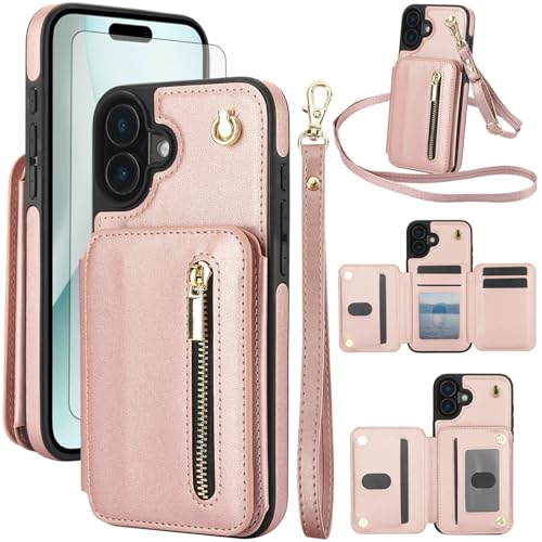 Coque iPhone 16 portefeuille porte-carte protection RFID verre trempé Asuwish