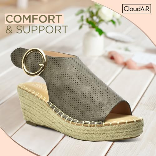 Image of CLOUDAIR Selina Women's Espadrille Wedge Sandals - Comfortable and Stylish Platform Slip On Sandals with Buckle Closure, Comfy Wedge Heels for Women, Fashion Summer Sandals