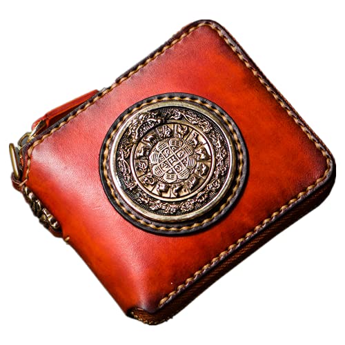 Nine Palaces Gossip First layer cowhide Zip Around Wallet Zipper Clutch Purse Coin Card Slots Collection wallet for men and women