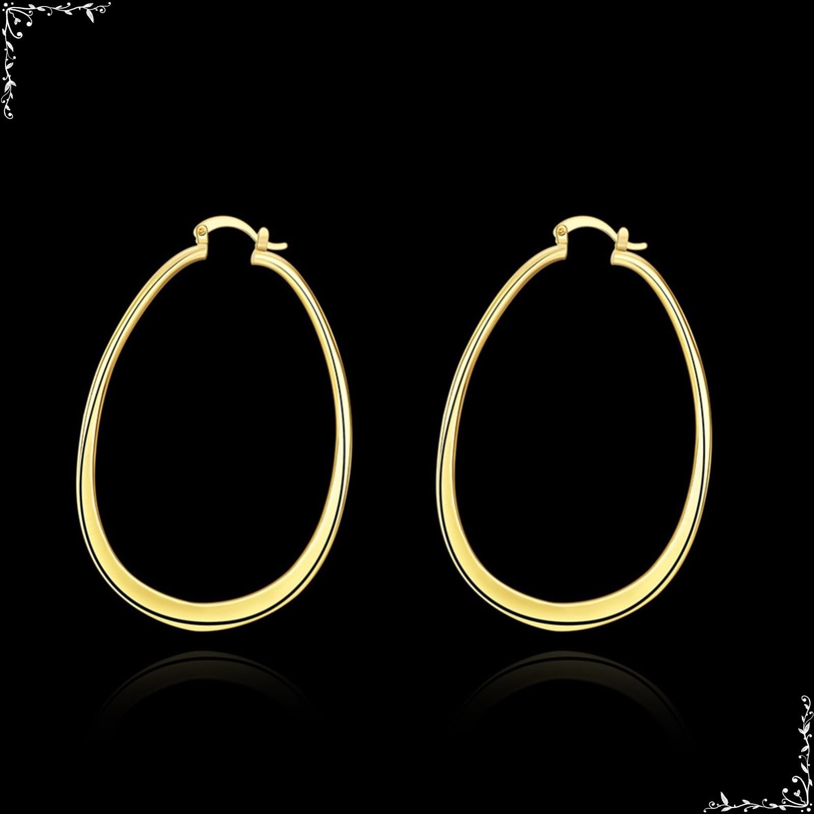 Pendientes de oro de 18 quilates Au750, "U", pendientes de aro boho de oro amarillo de 18 quilates