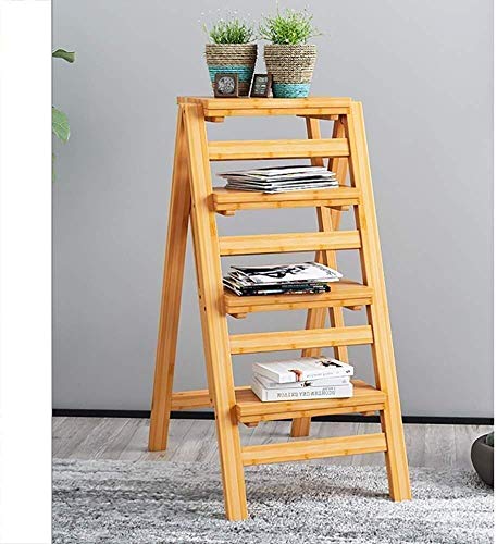 Tabouret haut bambou pliant multifonction, support fleurs et table de lit 3 niveaux - 2