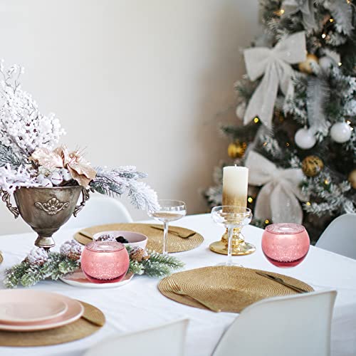 Fredom Round Rose Gold Mercury Glass Votive Candle Holders Set Of 12 Tealight Candle Holder For Wedding Table Centerpiece Thanksgiving Christmas Party Decoration Home Decor #TOP1