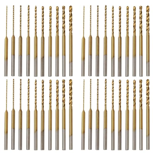 Sxmrmnx Juego de 40 brocas microtorcidas de 0,6 mm a 2,2 mm, vástago 2,35 HSS mini brocas de grabado, herramienta de perforación de agujeros