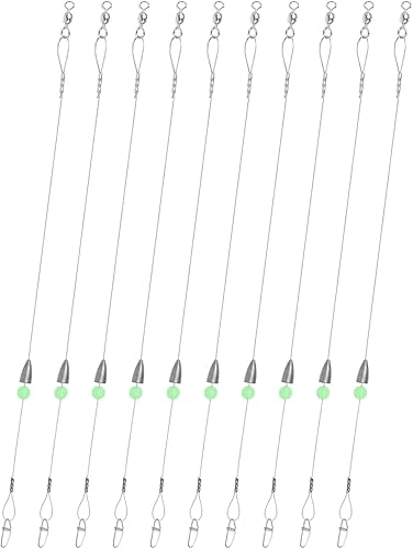 Carolina Rigs para pesca, líderes de pesca de acero de 12 pulgadas con peso de pesca, aparejos Carolina preaparejados con peso de pesca de 1/6