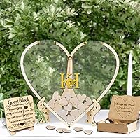 Livre D'Or De Mariage En Bois Rustique - Alternative Originale Avec Cœurs à Écrire