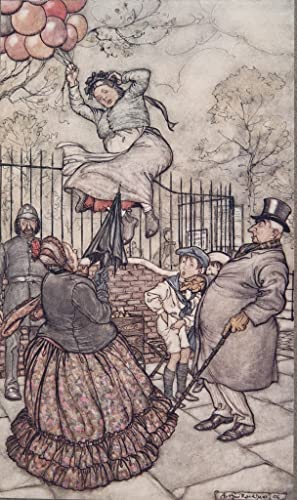 Gravure Toile La Dame aux ballons Rackham Peinture Nostalgique Salon