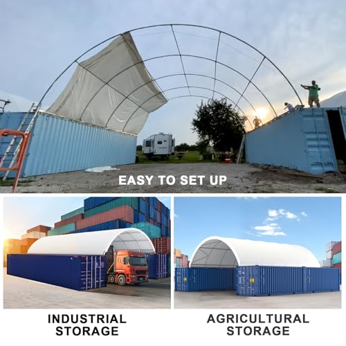 Chery Industrial Shipping Container Canopy Shelter, Stable & Durable Cover Storage Container Roof (20\'x40\' 11oz PE)