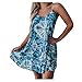 HULKY Robe Femme Ete Courte Grande Taille Tunique Tie Dye Décontracté pour Femmes, Taille Plus, Robe Courte, Bretelles Spaghetti, sans Manches, Mini-Robe Ample, Robes D'Été