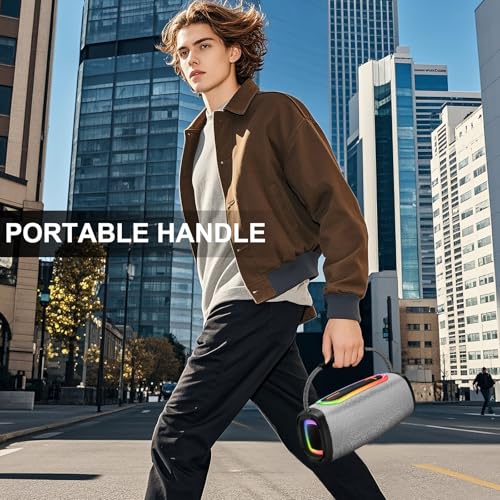 Image of Matast Bluetooth Speaker 60W, BT5.4 Portable Wireless Speaker with Loud Stereo Sound, IP6 Waterproof, Portable Speaker with RGB Multi-Color Rhythm Lights for Outdoor /Home /Party /Beach as Gift Gay