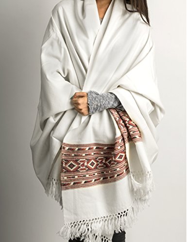 Lambswool Women Oversized Large Scarf Shawl White Cream Winter Camp Blanket2