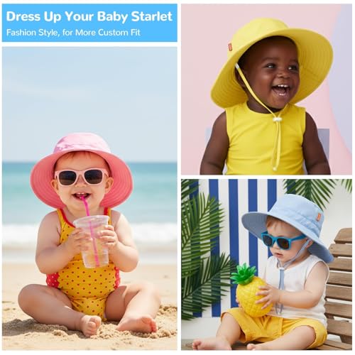 Image of HECCEI Toddler Baby Sun Hat, UPF 50+ Wide Brim Infant Bucket Hats for 0-6Y