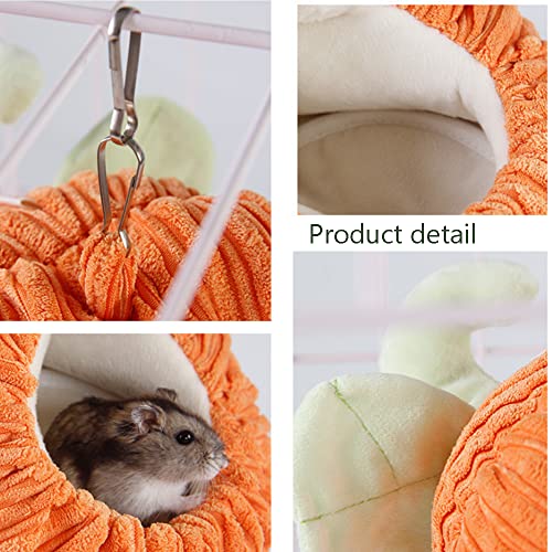 Aniac Hamster Warm Bed Small Animals Winter House Pet Pumpkin Hanging Hammock Soft Nest Cage Habitat For Guinea Pig Mice Rat Chinchilla Sugar Glider Parrot Lizard(Orange) #TOP3