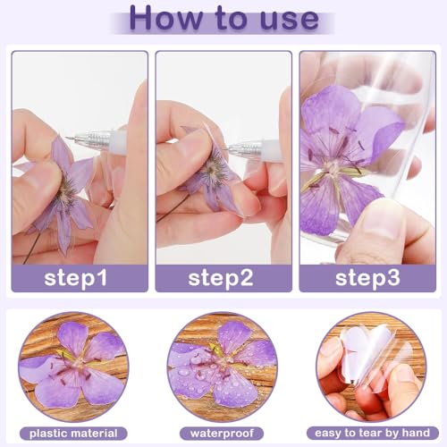 Adesivos de flores naturais para scrapbooking, 120 peças, adesivos autoadesivos de flores transparen