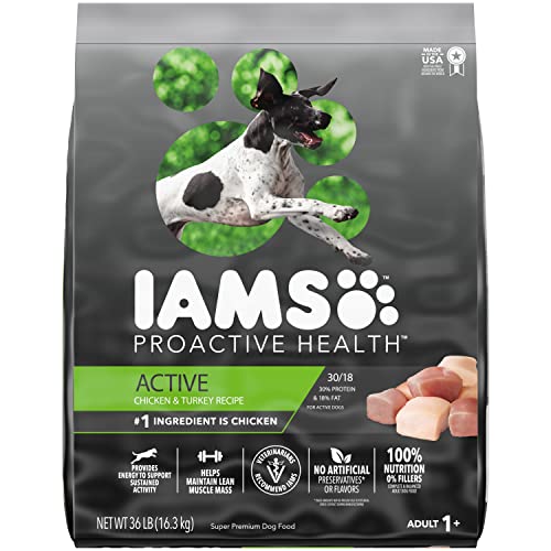 Iams Proactive Health Adult Active Dry Dog Food with Chicken and Turkey, 36 lb. Bag