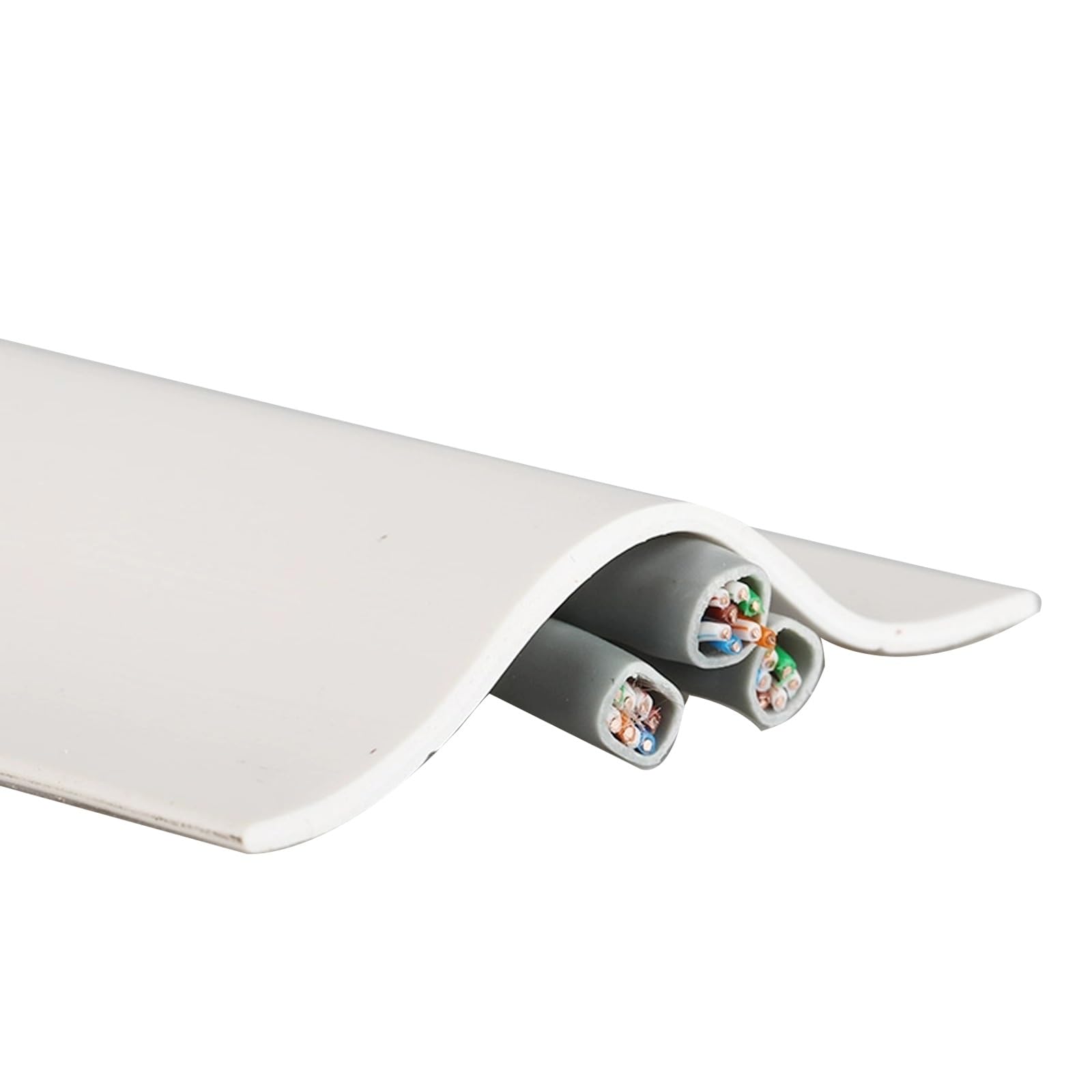 Kabelabdeckung Boden, Kabelschutzmatte, PVC-gepresste Leitungen, Weiches Material und Leicht zu Schneiden, Geeignet für Das Home-Office Oder Die Außenumgebung(White,100x8cm/39x3.1in)