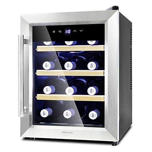 Cecotec Vinoteca Grand Sommelier 1200 CoolWood. Capacidad para 12 Botellas, Baldas de Madera y Tecnología Motionless, 33L de capacidad, Cristal Doble Aislamiento, Función Autodefrost.