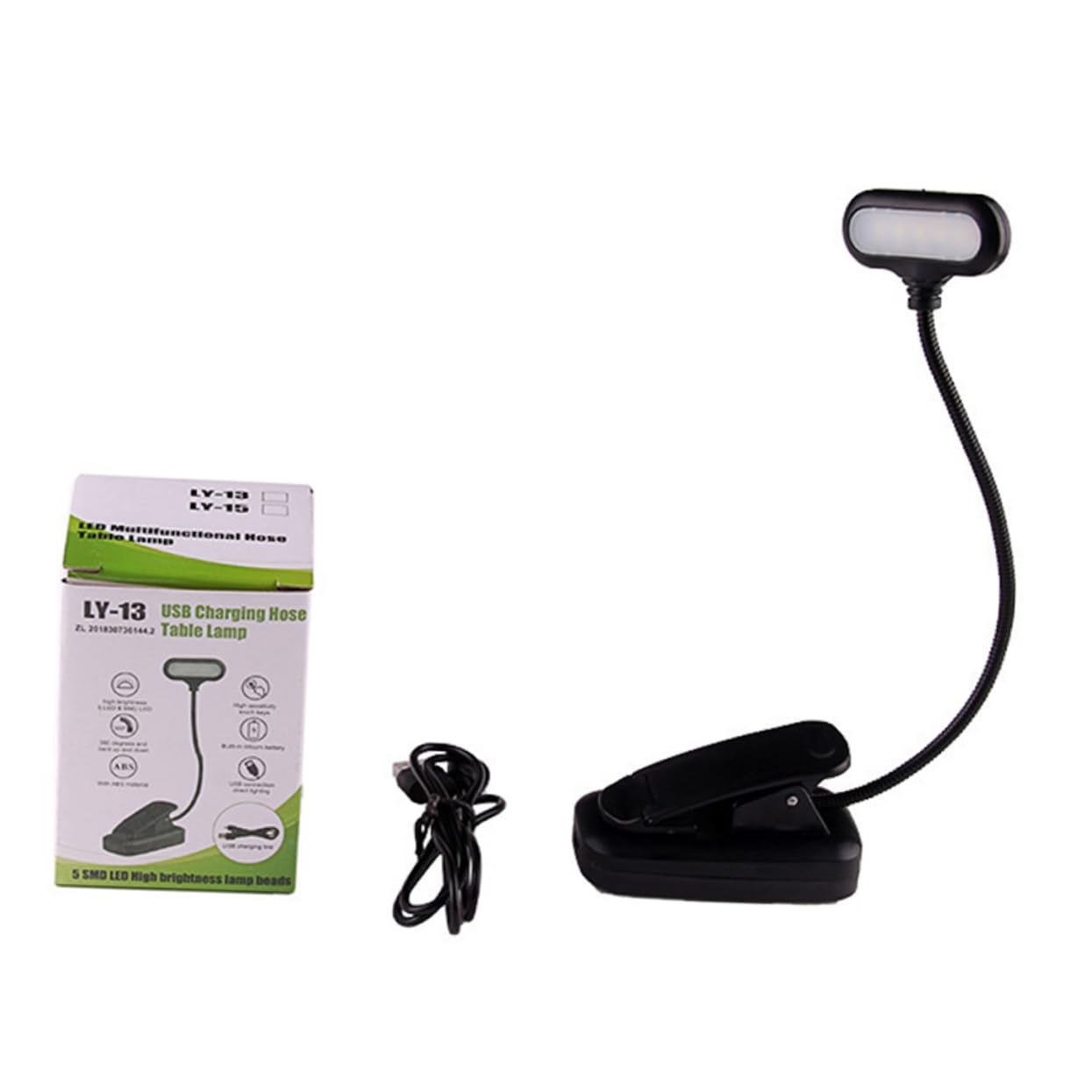 LALAFINA LED USB Charging Reading Light with Adjustable Gooseneck Clip Book Lamp for Students Bright LED Spotlight for Reading Bed Office and Camping Activities