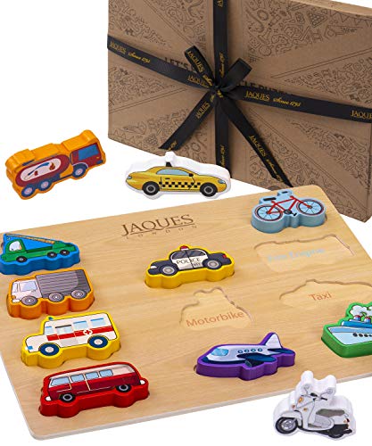 Rompecabezas de Madera Jaques de Londres para niños pequeños - Juguemos al Rompecabezas del vehículo - Juguetes Ideales para bebés y niños pequeños Desde 1795